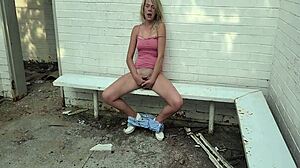 Hot Milf Exploring Abandoned Sportgrounds and Public Masturbation