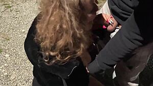 Wife Sucks Stranger Outdoors.