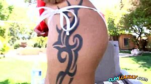 Babe in Fishnets During Outdoor Casting Interview