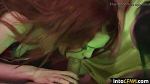 British Dommes Blow Dude At Hen Party With Handjobs