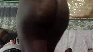 Ebony overwhelmed by dildo and creampie