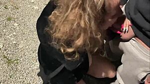 Wife Sucks Stranger Outdoors.