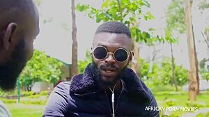 pov of a wild scene with two muscular bandits banging her in the open woods with spectators watching