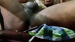 Young gay boy strokes wet cock on webcam solo