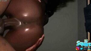 Caribbean Teller Rides And Squirts With Intense Orgasm