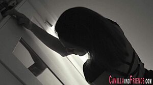 latina shemale masturbating to cumshot in lingerie