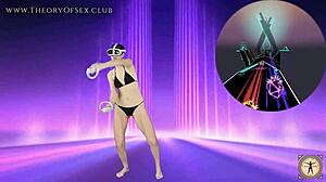 muscular bodybuilder in vr dance workout getting better