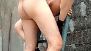 Sex on stairs with whore encounter.