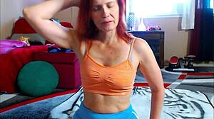 Aurora Willows Daily Stretching with Barefoot Redhead Milf in Yoga Fetish Display