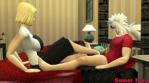 Bulma And Numero 17 Fuck Jiraiya In Trio