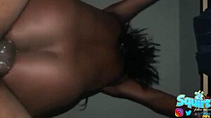 Caribbean Teller Rides And Squirts With Intense Orgasm