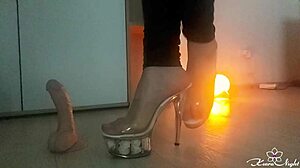 Girl passionate handjob dildo and masturbate pussy