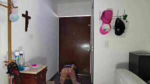 Big dildo anal delivery leads to squirting