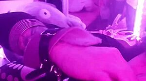 Leashed shemale slut, suck my cock deep in the garage and make me cum balls deep!