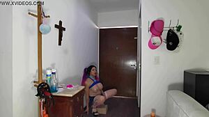 Big dildo anal delivery leads to squirting