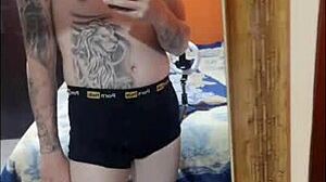 i setted the cam horizontal to tape my full solo masturbation and blowjob outdoors with tattoos