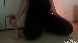 Girl passionate handjob dildo and masturbate pussy