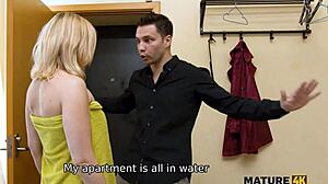 Mature Russian blonde fulfills deep desires with neighbor's touch.