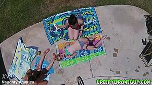 Lesbians filmed by a drone