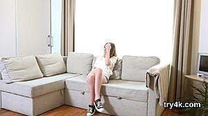 Natural Cutie Blows Cock in POV Before Juicy Pussy Pounding