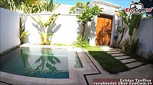 Young slender German blonde fucks in POV.