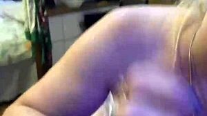 hot blonde in pink stockings enjoys webcam show