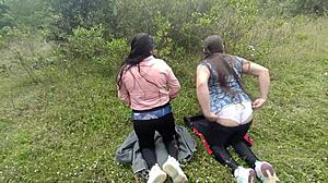 Stepmothers ask, 'Want to suck our big asses in the forest?'