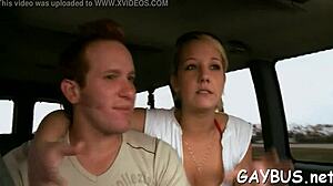 Blindfolded guy sucks cock eagerly