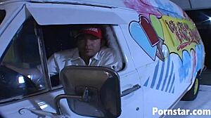 Ice cream truck encounter with cute teen Alex Love