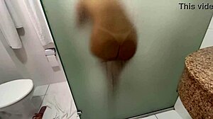 Shared Hostel Bathroom Shower and Handjob with Redhead Natural Tits