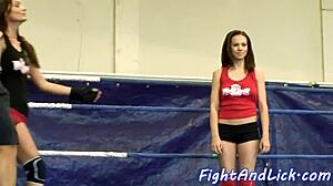 Babe gets strapon fucked by wrestler dyke casually