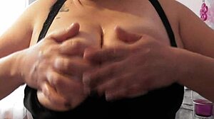 Huge Tit Massage With Oiled Boobs And Dildo