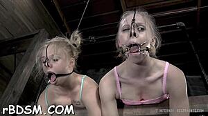 trans meisje vastgebonden in ruwe bdsm bondage