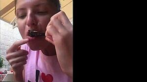 In the sunny outdoors of Croatia, a young blonde teen captures her homemade adventures on webcam