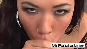 London's Wet And Sloppy Blowjob Ends With Facial Cumshot!