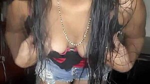 Karely uses her purple dildo at home for intense masturbation.