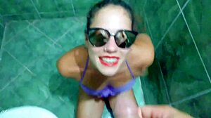 in public toilet she drinks pee deep throats and swallows cum red complete video