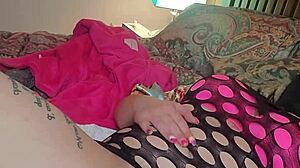 The girl squirts wildly on the water pole