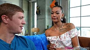 Would You Say No To Ebony Hottie Stepsis? Harley Dean In Deepthroat Swallow!