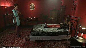 Shemale anal fucks birthday girl in kinky bondage session