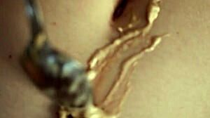 darcy dark eats ice cream in the kitchen while masturbating her pussy.