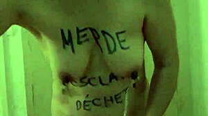 Slave indulges in self-humiliation session