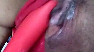 horny wife home alone, masturbating in close-up view.