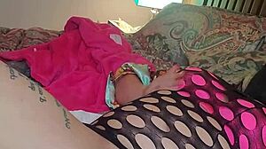 The girl squirts wildly on the water pole