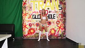 sarita fox sucking monster cock in glory hole, she's a hot shemale with big tits