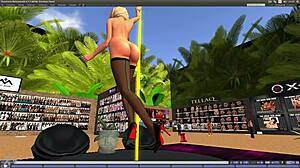 beautiful blond girl dancing on pole seductively!