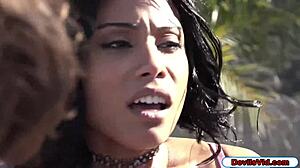 Ebony Babe Fucks White Poolboy With Intense Passion