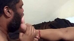 Rock, a mexican guy, licks his interracial girl's feet with tickling delight