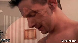 lusty gay glasses suck cock