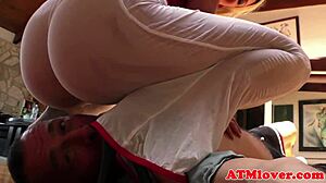 Buttplugged milf toying her pussy with vibrator